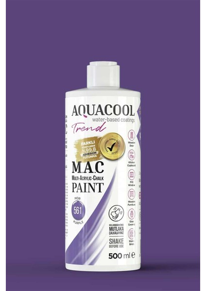 Trend M.a.c Su Bazlı Akrilik Hobi Boyası 500 Ml. 561 Mor