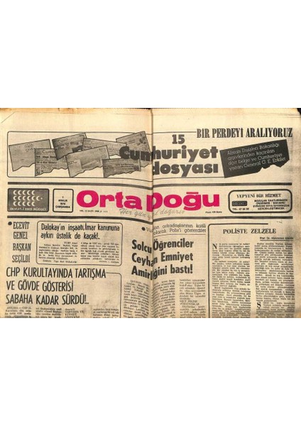 Ortadoğu Gazetesi 1 Aralık 1976 - Solcu Öğrenciler Ceyhan Emniyet Amirliğini Bastı GZ66591 fiyatları