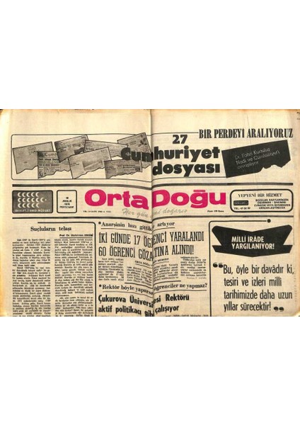 Ortadoğu Gazetesi 16 Aralık 1976 - Anarşinin Hızı Gittikçe Artıyor GZ66544 fiyatları