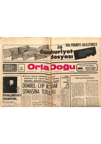 Ortadoğu Gazetesi 9 Aralık 1976 - Demirel Chp Iktidar Sıtmasına Tutuldu GZ66595