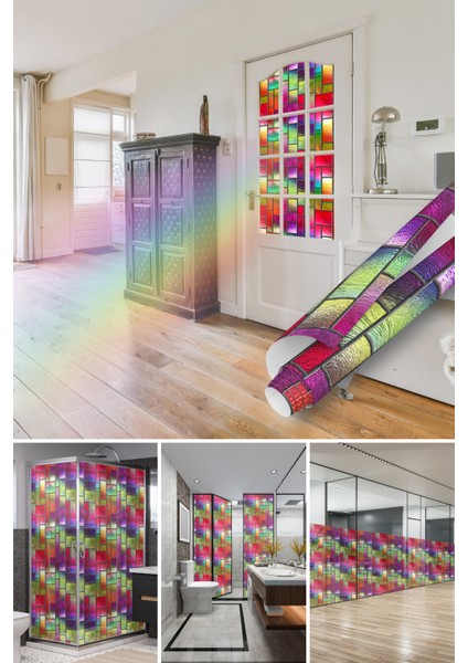 Pencere Kare Desenli Yapışkanlı Folyo, Şeffaf Folyolar, Duşakabin, Ofis Camı, Masa, Dolap Kaplama Folyosu, Isıya Dayanıklı, Su Geçirmez, Yapışkan Folyolar, Sticker, Büyük Ebatlı, Dekoros