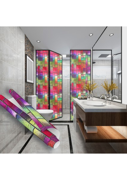 Pencere Kare Desenli Yapışkanlı Folyo, Şeffaf Folyolar, Duşakabin, Ofis Camı, Masa, Dolap Kaplama Folyosu, Isıya Dayanıklı, Su Geçirmez, Yapışkan Folyolar, Sticker, Büyük Ebatlı, Dekoros