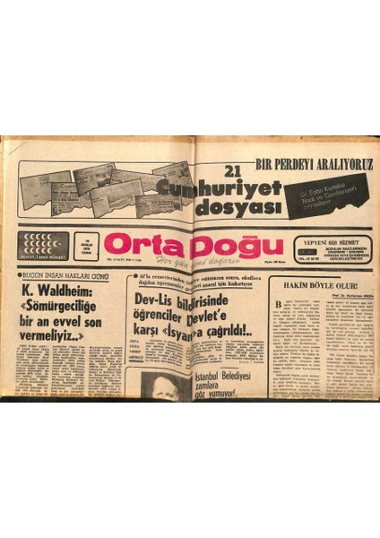 Ortadoğu Gazetesi 10 Aralık 1976 - Dev-Lis Bildirisinde Öğrenciler Devlete Karşı Isyana Çağrıldı GZ66596 fiyatları