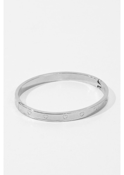 Paslanmaz Çelik Taşlı Baklava Dilimli Çelik Kelepçe Bileklik