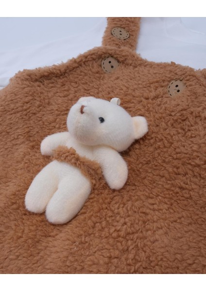 Unisex Ayıcıklı Peluş Salopet Mevsimlik Pamuk Penye 2'li Takım modelleri