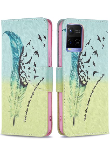 Vivo Y21 Pu Deri Telefon Kılıfı Standı Kitap Tasarımı (Yurt Dışından)