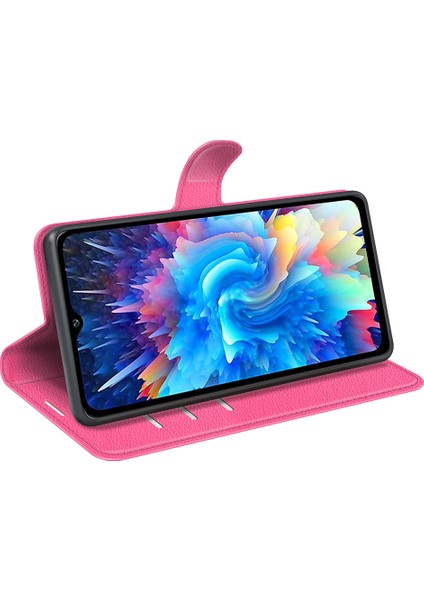 Infinix Hot 20 5g Çizilmez Telefon Kabuk Litchi Doku Pu Deri Cüzdan Anti-Damla Çevirmeli Halkalı Telefon Kılıfı Kılıfı (Yurt Dışından)