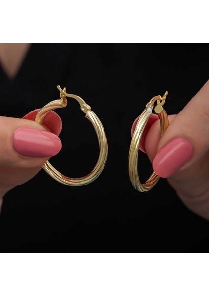 Gümüş Gold 3 mm Burgu Şarnel Küpe