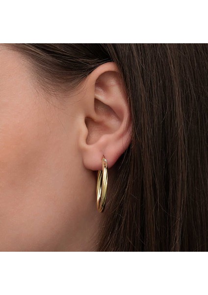 Gümüş Gold 3 mm Burgu Şarnel Küpe