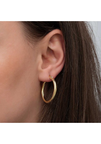 Gümüş Gold 3 mm Burgu Şarnel Küpe
