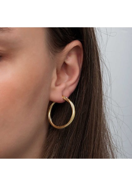 Gümüş Gold 3 mm Burgu Şarnel Küpe