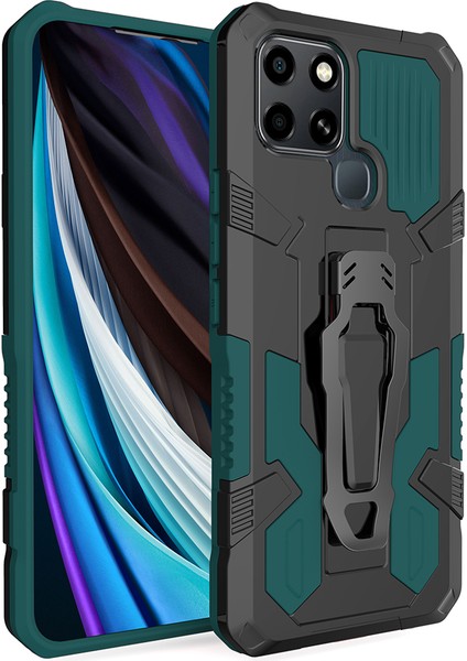 Infinix Smart 6 Tpu + Pc Telefon Kasası Kickstand Kemer Kupa Kapağı Araba Montaj Metal Sayfası (Yurt Dışından)