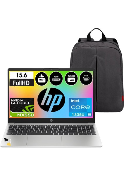 Hp 250 G10 Intel Core I5 1335U 8gb 512SSD Nvıdıa Geforce MX550 2gb 15.6" Fullhd W11P Klavye Işıklı Taşınabilir Bilgisayar 8A539EA Snertech Çanta Hediye