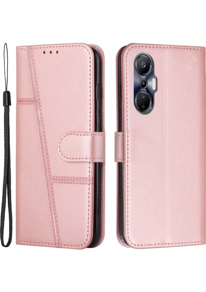 Infinix Hot 20S 4g Dikiş Çizgileri Pu Deri Telefon Kapağı Şok Geçirmez Cüzdan Stand Kılıfı Kayış (Yurt Dışından)