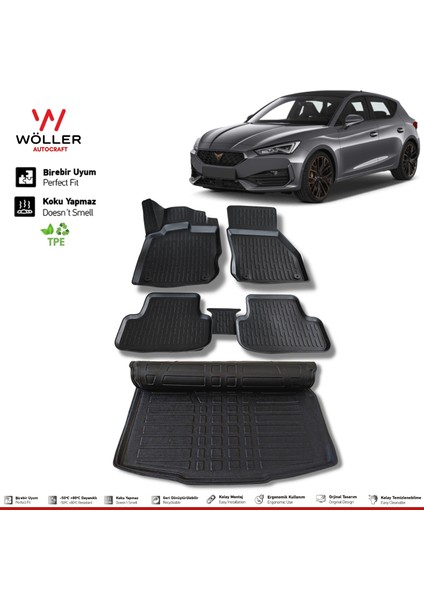 Cupra Leon Paspas Bagaj Havuzu Set 2022 Sonrası 3D Ultraflex Set