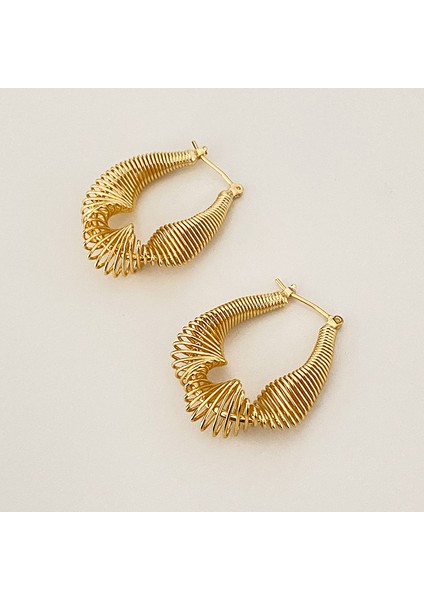 Bükülmüş Bobin Çizgi Tasarımlı Küpeler, Şık ve Çok Yönlü (Yurt Dışından) fiyatları