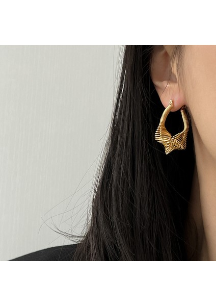 Bükülmüş Bobin Çizgi Tasarımlı Küpeler, Şık ve Çok Yönlü (Yurt Dışından) fırsatları