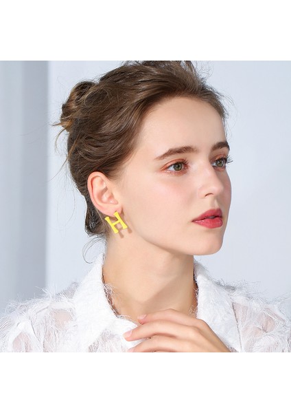 Günlük Kullanım Için Monogramlı Asimetrik Moda Küpeler (Yurt Dışından)
