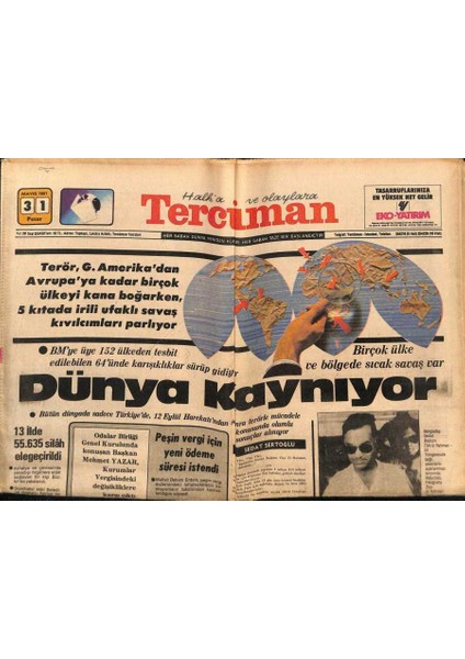 Tercüman Gazetesi 31 Mayıs 1981 - Ziya Ür Rahman Öldürüldü GZ69951