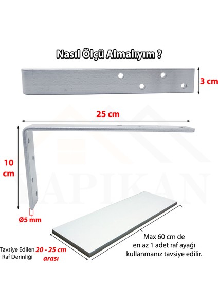 2 Adet Ağır Yük Köşebent Gümüş - Modern Raf Altı Ayak - Metal Duvar Raf Tutucu Montaj Aparatı - Dekoratif Konsol L Demiri