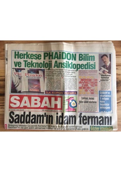 Sabah Gazetesi 30 Kasım 1990 - Sultanahmet Camiinin Minaresine Yıldırım Düştü GZ72902