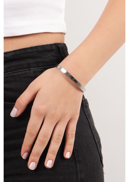 Paslanmaz Çelik Kalın Cartier Model Kelepçe Bileklik Bilezik