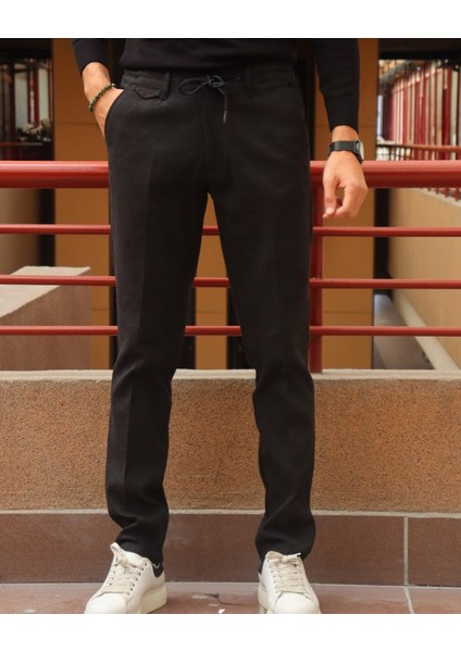 Erkek, Bel Bağcıklı, Yandan Lastikli, Regular-Fit, Old Money Culture Pantolon