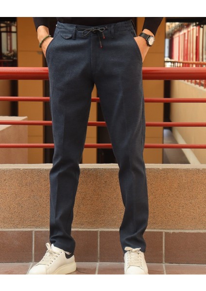 Erkek, bel bağcıklı, yandan lastikli, Regular-Fit, Old Money Culture pantolon