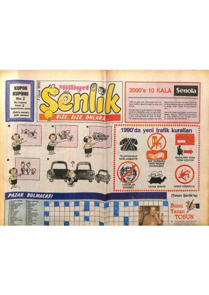 Milliyet Gazetesi Şenlik Eki 7 Ocak 1990 - 1990DA Yeni Trafik Kuralları GZ75032