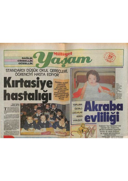 Milliyet Gazetesi Yaşam Eki 25 Mart 1990 - Akraba Evliliği GZ75076