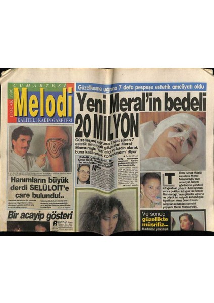 Sabah Gazetesi Melodi Eki 13 Ocak 1990 - Bülent Ersoy Avrupadan Döndü GZ75417