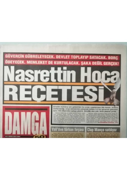 Damga Gazetesi 12 Nisan 2002 Başımıza Yeni Bir Kurul Daha Kuruldu -GZ37075