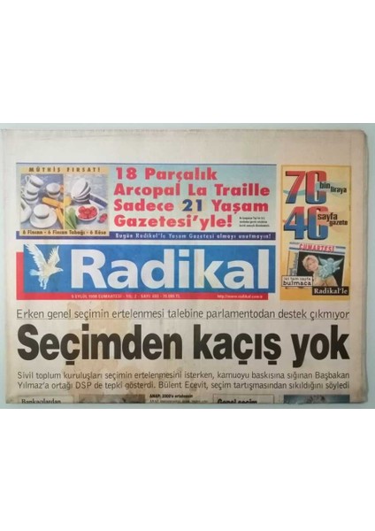 Radikal Gazetesi 5 Eylül 1998 Başsavcı Zehir Zemberek -GZ37085