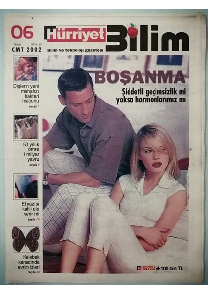 Hürriyet Gazetesi Bilim Eki 6 Nisan 2002 Kelebek Kanadında Evrim Izleri -GZ37163