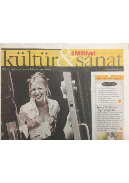 Milliyet Gazetesi Cumartesi Eki 3 Ekim 2002 - Soğuk ve Zarif Sarışın GZ35873