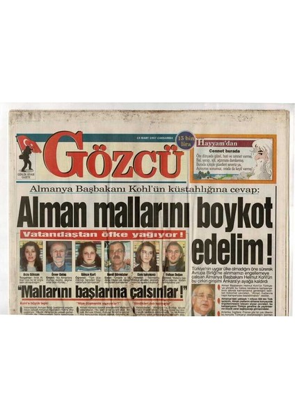 Gözcü Gazetesi 19 Mart 1997 - Rus Uçağı, Trabzona Gelirken Düştü50 Ölü GZ48098