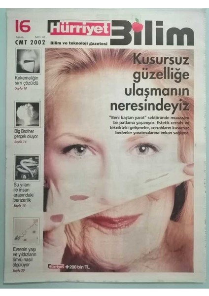 Hürriyet Gazetesi Bilim Eki 16 Kasım 2002 Evrenin Yaşı Yıldızların Ömrü Nasıl Ölçülüyor -GZ37105
