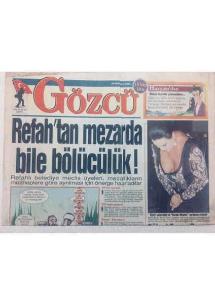 Gözcü Gazetesi - 28 Mart 1997 - Refah Partisinden Mezarda Bile Bölücülük! GZ46855