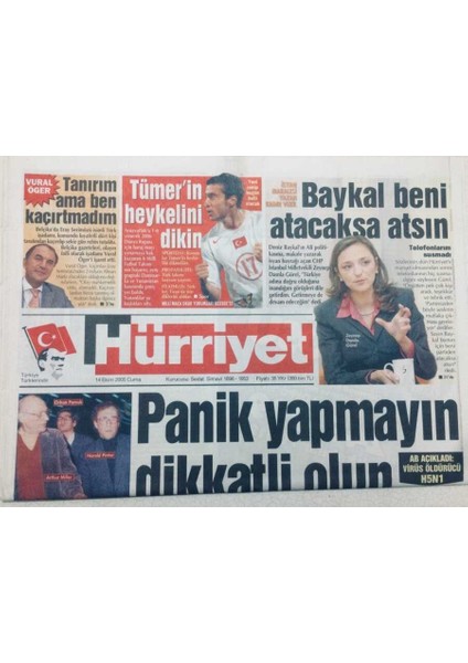 Hürriyet Gazetesi 14 Ekim 2005 - Altın Golcü Tümer Metin,heykelini Dikin GZ46895