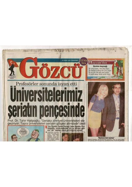 Gözcü Gazetesi 20 Mart 1997 - Levent Kırca Politikacılarımızın Sayesinde Ekmek Paramızı Kazanıyoruz GZ48094