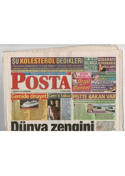 Posta Gazetesi 7 Temmuz 2005 - Tmsf Dünyanın 3.zengini Haline Geldi (29.7 Milyar Dolar) GZ48108