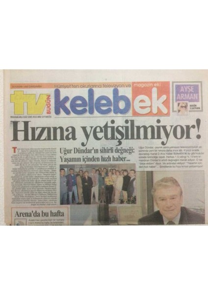 Hürriyet Gazetesi Kelebek Eki 29 Kasım 1995 - Uğur Dündarın Hızına Yetişilmiyor GZ34416