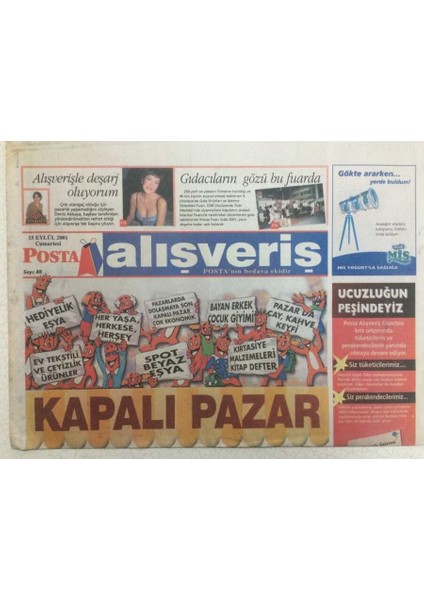 Posta Gazetesi Alışveriş Eki 15 Eylül 2001 - Yağmur Çamur Yok Alışverişe Devam GZ34332