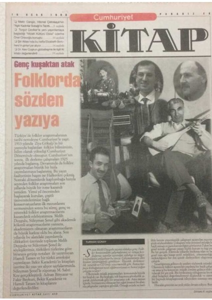 Cumhuriyet Gazetesi Kitap Eki 15 Ocak 1998 - Folklorda Sözden Yazıya GZ51292