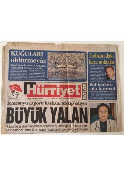 Hürriyet Gazetesi Bölge Eki -2 Şubat 2000 - Trabzonu Ayağa Kaldıran Büyük Su Skandalı - GZ43503 fiyatları