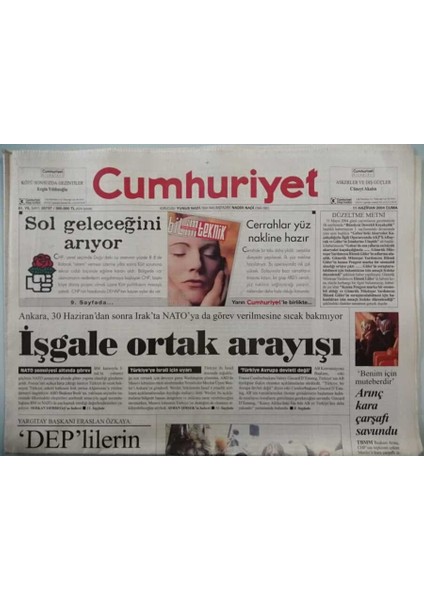 Cumhuriyet Gazetesi 11 Haziran 2004 Güneydoğu Chpyi Unuttu - GZ44886
