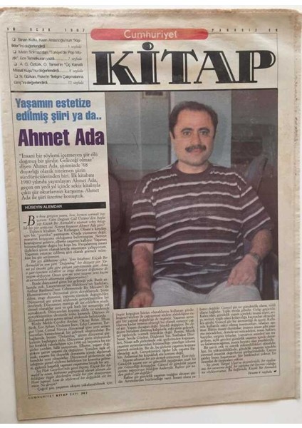 Cumhuriyet Gazetesi Kitap Eki - 16 Ocak 1997 - Yaşamın Estetize Edilmiş Şiiri Ahmet Ada - GZ43572 fiyatları