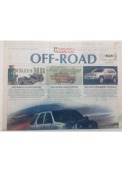 Hürriyet Gazetesi Off-Road Eki - 13 Aralık 2000 - Şehir Konforu Araziye Taşındı GZ46724