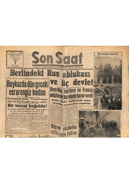 Son Saat Gazetesi 7 Ekim 1948 - Berlindeki Rus Ablukası ve Üç Devlet GZ71371