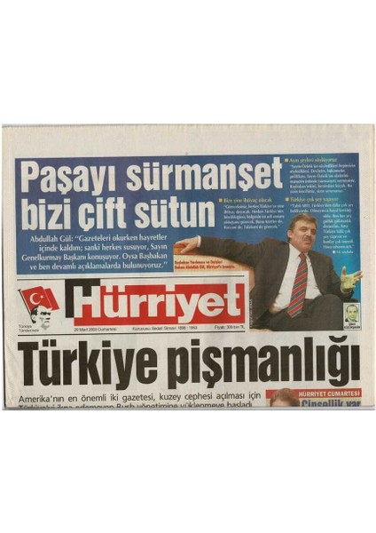 Hürriyet Gazetesi 29 Mart 2003 - O Şimdi Asker Filmi Rekora Koşuyor GZ48004